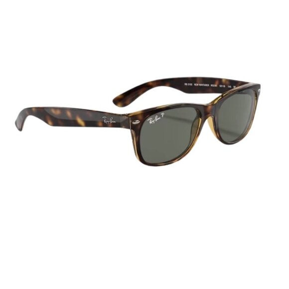 Ray-Ban • New Wayfarer Classic Polarized Sunglasses • Tortoise/G-15 • With Case - Picture 7 of 9